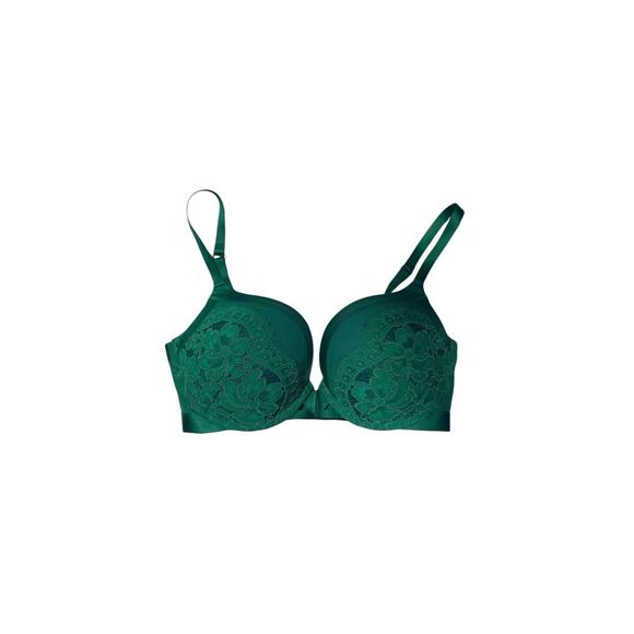 Victoria’s Secret Very Sexy Bra 34DD Push Up Green Lace V Peek a Boo Detail - Picture 1 of 9